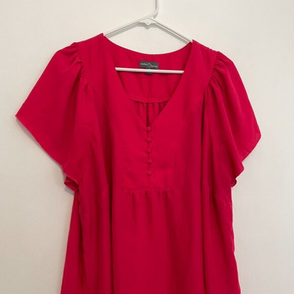 MARKET & SPRUCE STITCH FIX Plus Size Cleve Flutter Sleeve Blouse Raspberry Pink - Picture 3 of 16